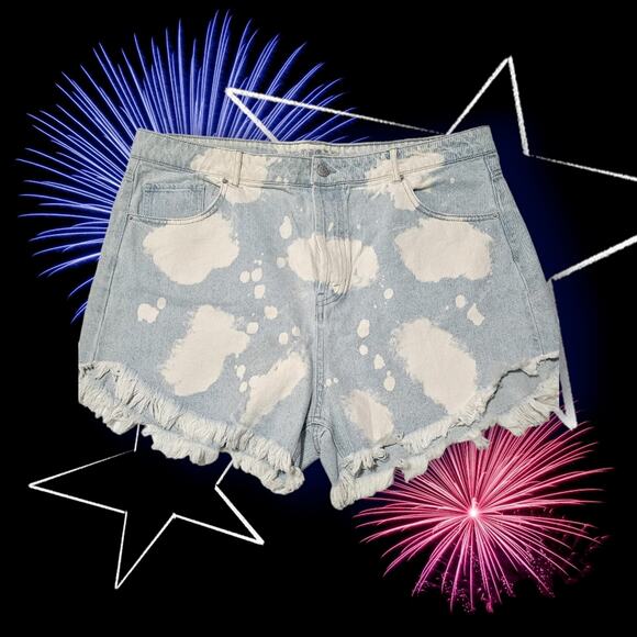 Wild Fable light wash bleach dye high rise cutoff denim shorts size 18 - Picture 10 of 10